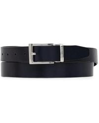Emporio Armani - Smooth Leather Tongue Belt With A Rectangular Metal Buckle - Lyst