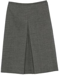 Prada - Pleated Wool Skirt - Lyst