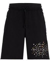 HUGO - Logo-Print Cotton Track Shorts - Lyst