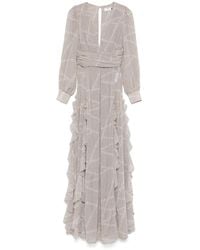 Elisabetta Franchi - Abito Lungo Semitrasparente Chiaro - Lyst