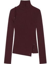 Courreges - Buttoned Ribbed Turtleneck Sweater - Lyst