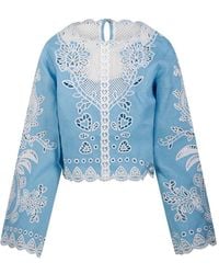 FARM Rio - Long-Sleeve Cut-Out Blouse - Lyst