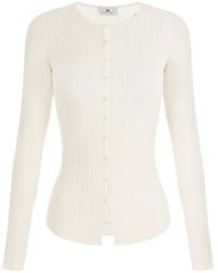 Elisabetta Franchi - Ribbed Button-Down Top - Lyst