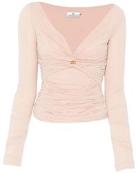 Elisabetta Franchi - T-Shirt À Col V - Lyst
