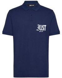 Just Cavalli - Logo-Print Cotton Polo Shirt - Lyst