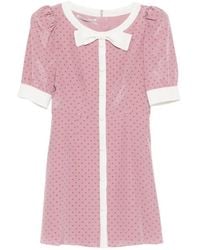 Alessandra Rich - Polka-Dot Bow-Detail Mini Dress - Lyst