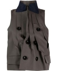 Sacai - Double-breasted Pleated Gilet - Lyst