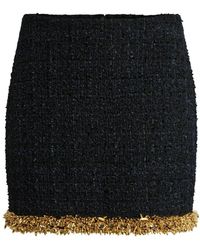 Balmain - Short Tweed Skirt With Embroidered Trim - Lyst