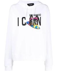 DSquared² - Logo-Print Drawstring Hoodie - Lyst