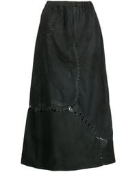 By Walid - Embroidered-Detail Cotton Long Skirt - Lyst