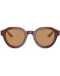 Giorgio Armani - Logo-print Round-frame Sunglasses - Lyst