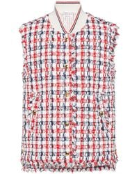 Thom Browne - Gingham Satin-Ribbon Tweed Quilted Vest - Lyst