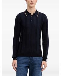 Trussardi - Striped Knitted Polo Shirt - Lyst