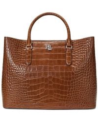 Ralph Lauren - Large Embossed Leather Tote Bag - Lyst