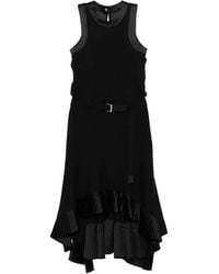 Sacai - Pleated Belted Midi Dress - Lyst