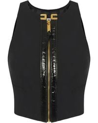 Elisabetta Franchi - Cropped Zip-up Top - Lyst