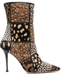 Manolo Blahnik - Trulona Patchwork Stiletto Ankle Boots - Lyst