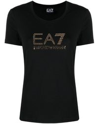 EA7 - T-shirt à ornement en strass - Lyst