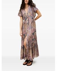 knee length dresses for ladies Ba&sh Robbie Dress - Rose // floral, off shoulder
