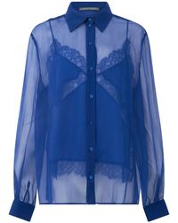 Alberta Ferretti - Sheer Silk Long-Sleeve Shirt - Lyst