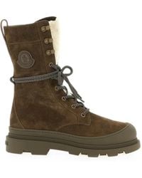 Moncler - Vera High Suede & Shearling Lace-Up Boots - Lyst