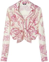 Versace - Chemise Courte En Soie Underwater Barocco - Lyst