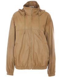 AURALEE - Veste En Cuir À Capuche - Lyst