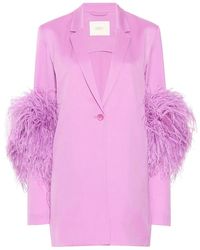 LAPOINTE - Feather-Trim Single-Breasted Blazer - Lyst