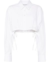 Alexander Wang - Rhinestone-Embellished Cropped Shirt - Lyst
