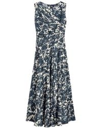 Max Mara - Fitted Silk Twill Dress With Belt - Lyst