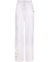 Dolce & Gabbana - Floral-appliqué Cotton Trousers - Lyst