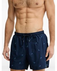 Aeronautica Militare - Embroidered Drawstring Swim Shorts - Lyst