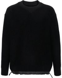 Sacai - Drawstring-Hem Ribbed-Knit Jumper - Lyst