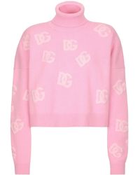 Dolce & Gabbana - Dg-Logo Cropped Cashmere Sweater - Lyst