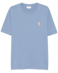 Maison Kitsuné - Standing Fox Katoenen T-Shirt Met Borduurwerk - Lyst