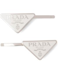 Prada - Triangle-Logo Hair Clips (Set Of Two) - Lyst