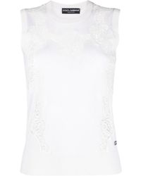 Dolce & Gabbana - Lace-trim Sleeveless Knitted Top - Lyst