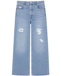 FRAME - Distressed Wide-Leg Jeans - Lyst
