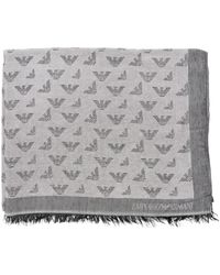 Emporio Armani - Eagle-Monogram Fringed Scarf - Lyst