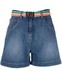 Love Moschino - Jeans-Shorts mit Logo-Print - Lyst