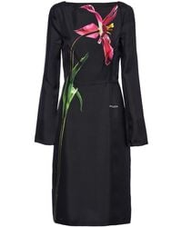 Prada - Floral-print Silk Midi Dress - Lyst