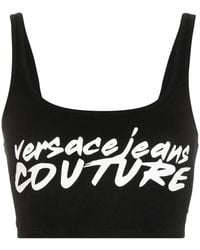 Versace Jeans Couture - Logo-Print Crop Top - Lyst