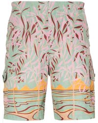 Heren Kleding voor voor Strandkleding voor Board en zwemshorts Palm Angels X Vilebrequin Zwembroek Met Logopatch in het Zwart voor heren 