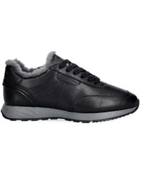 Baldinini - Shearling-Lined Grained Leather Sneakers - Lyst