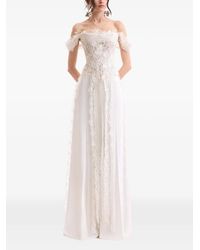 Gemy Maalouf - Embroidered Lace-Trim Maxi Dress - Lyst