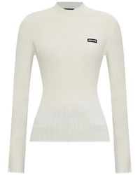 ROTATE BIRGER CHRISTENSEN - Cable-Knit Logo-Patch Sweater - Lyst