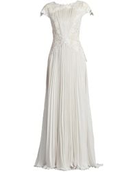Tadashi Shoji - Pleated Lace-Embellished Gown - Lyst