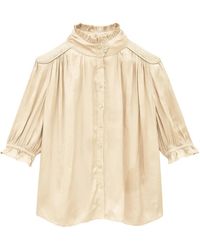 Ba&sh - Camila Ruffled-Collar Smocked Blouse - Lyst