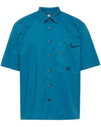 C.P. Company - Katoenen Overhemd Met Geborduurd Logo - Lyst