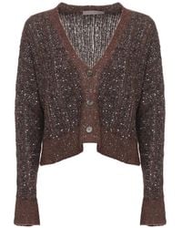 D.exterior - Sequin-Embellished Cable-Knit Cardigan - Lyst